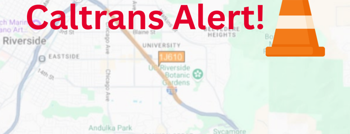 Map with "Caltrans Alert!" written in red.